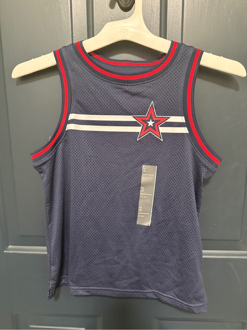 Target Navy Mesh Tank Top with Red & White Star Accent